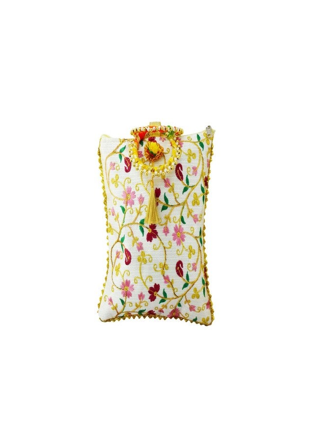 TAVASYA Traditional Potli Gift Bags with Zip & Bangle Handle - Pack of 5 - Floral Design | Return Gift Bags for Weddings, Pooja, Baby Shower, Housewarming, Festivals & Functions - Image 4